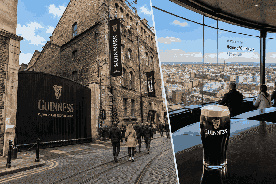 Guinness Storehouse in Dublin with the historic St. James’s Gate Brewery and panoramic city views from the Gravity Bar.
